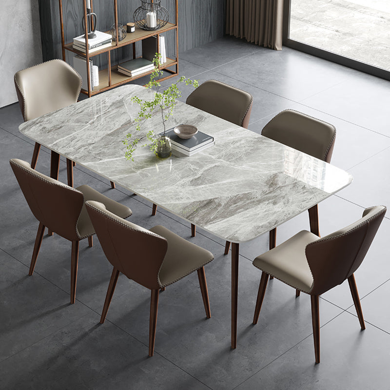 Mesa de comedor de piedra sinterizada Mesa rectangular de 4 patas de mediados de siglo para comedor