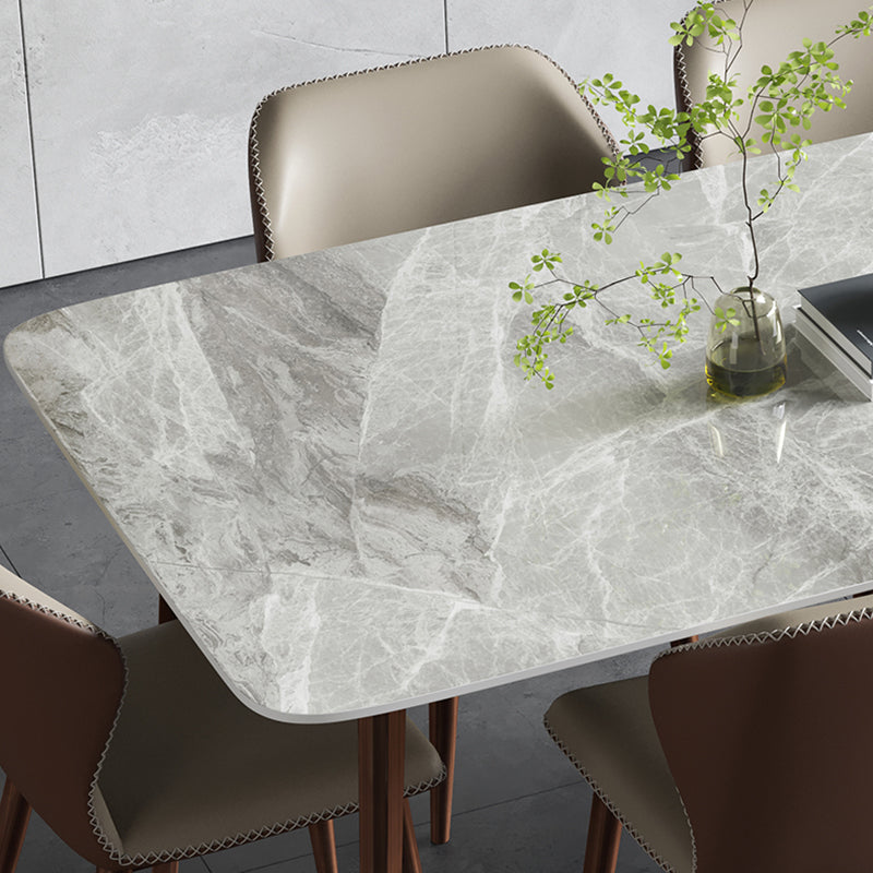 Mesa de comedor de piedra sinterizada Mesa rectangular de 4 patas de mediados de siglo para comedor