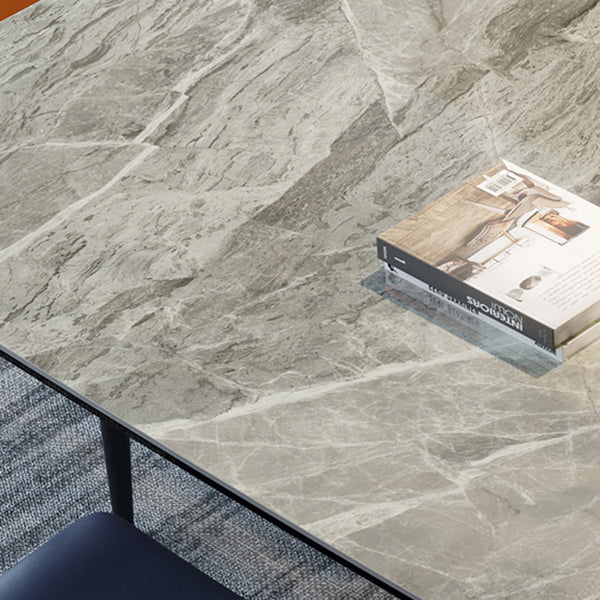 Mesa de comedor de piedra sinterizada Mesa rectangular de 4 patas de mediados de siglo para comedor