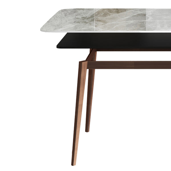 Mesa de comedor de piedra sinterizada Mesa rectangular de 4 patas de mediados de siglo para comedor