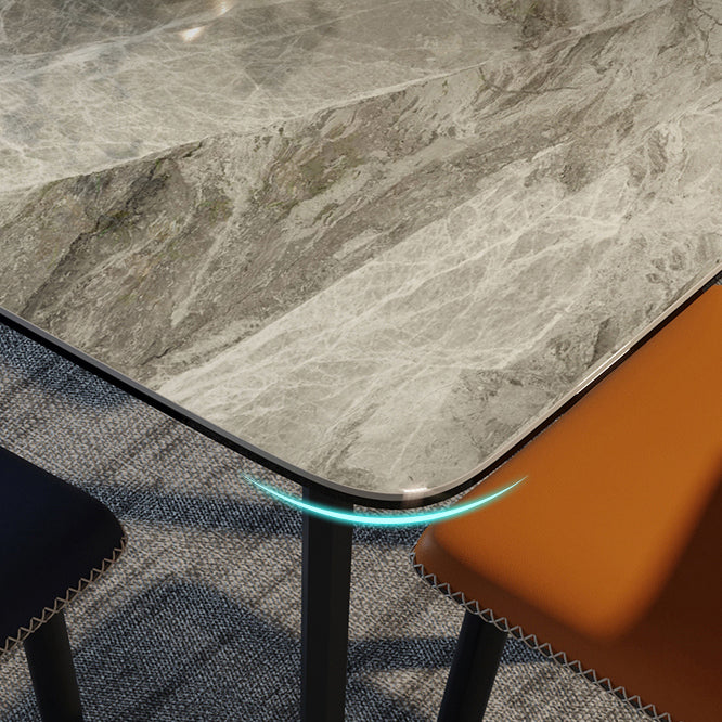 Mesa de comedor de piedra sinterizada Mesa rectangular de 4 patas de mediados de siglo para comedor