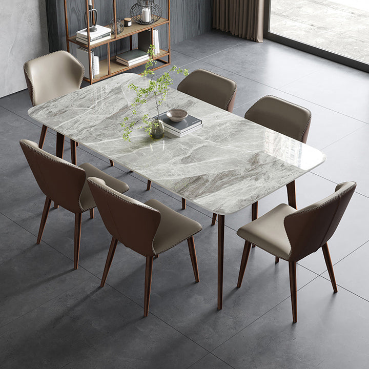 Mesa de comedor de piedra sinterizada Mesa rectangular de 4 patas de mediados de siglo para comedor