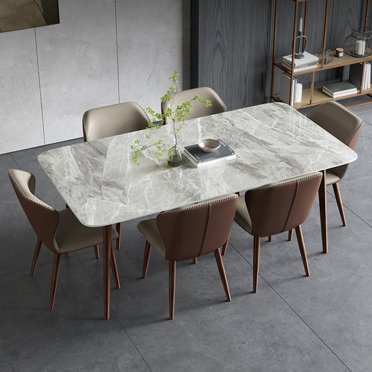 Mesa de comedor de piedra sinterizada Mesa rectangular de 4 patas de mediados de siglo para comedor