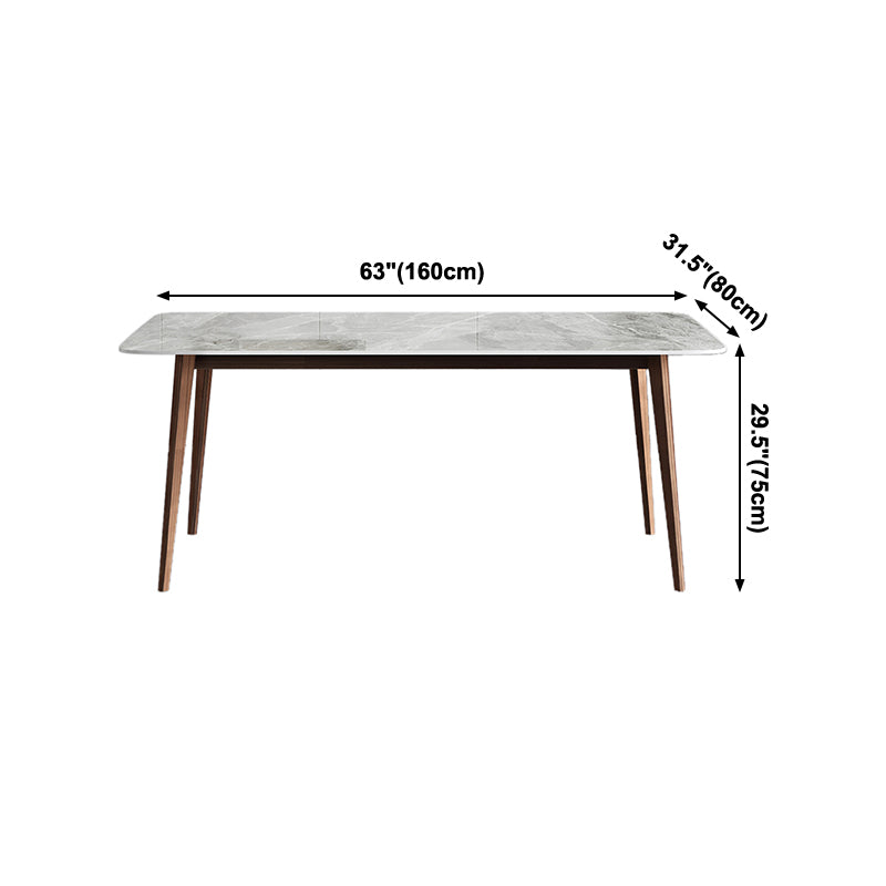Mesa de comedor de piedra sinterizada Mesa rectangular de 4 patas de mediados de siglo para comedor