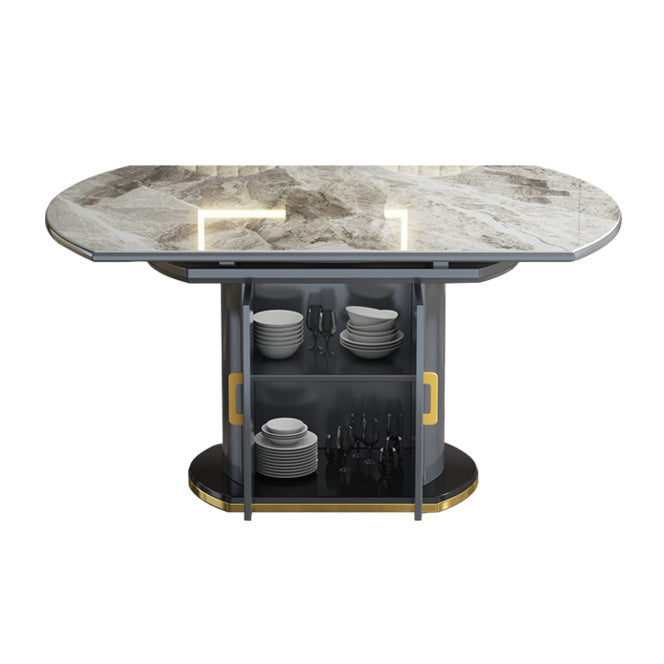 Glam Sintered Stone Top Table Round Shape Standard Dining Table for Kitchen