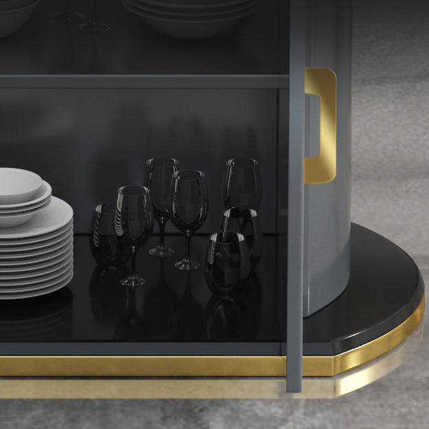 Glam Sintered Stone Top Table Round Shape Standard Dining Table for Kitchen