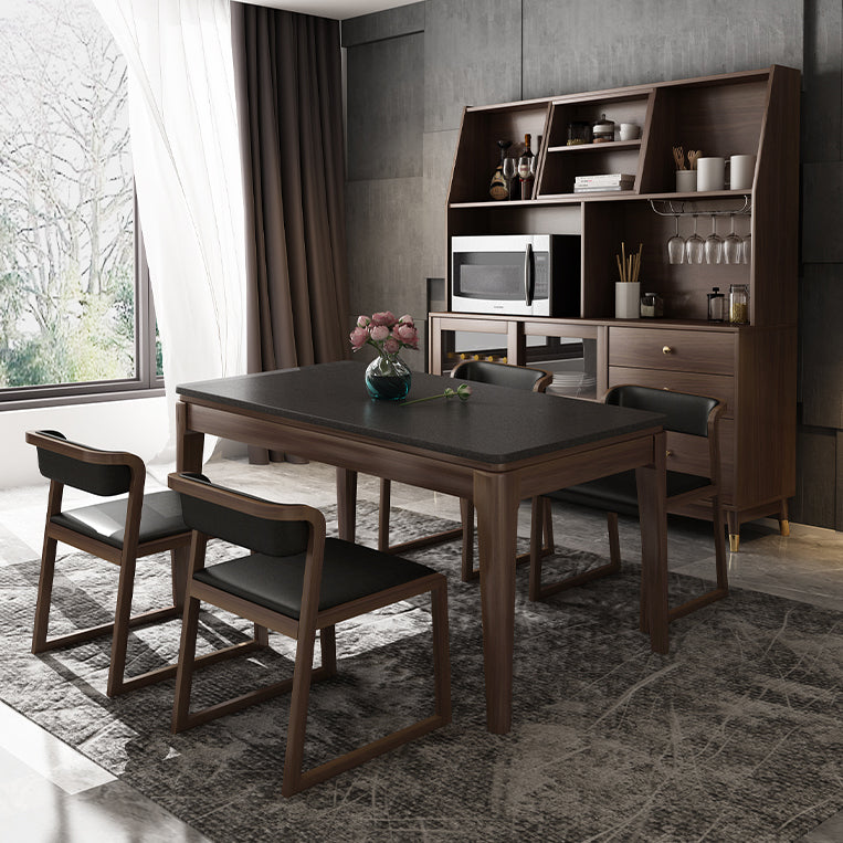 Sintered Stone Dining Table Mid-Century Modern Style 4 Legs Base Table for Dining Room