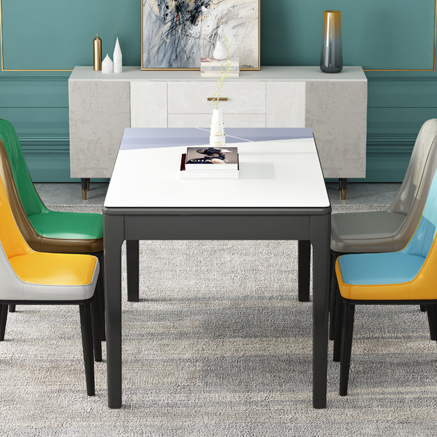 Glass Dining Table Mid-Century Style 4 Legs Base Rectangle Table for Dining Room