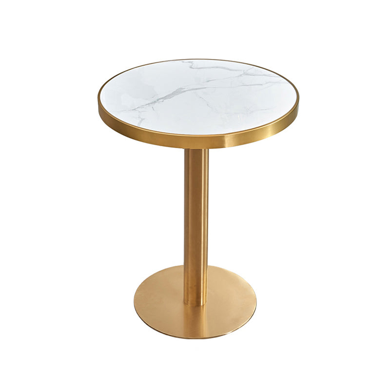 Mesa de lujo tradicional de metal con base de pedestal para cocina y comedor