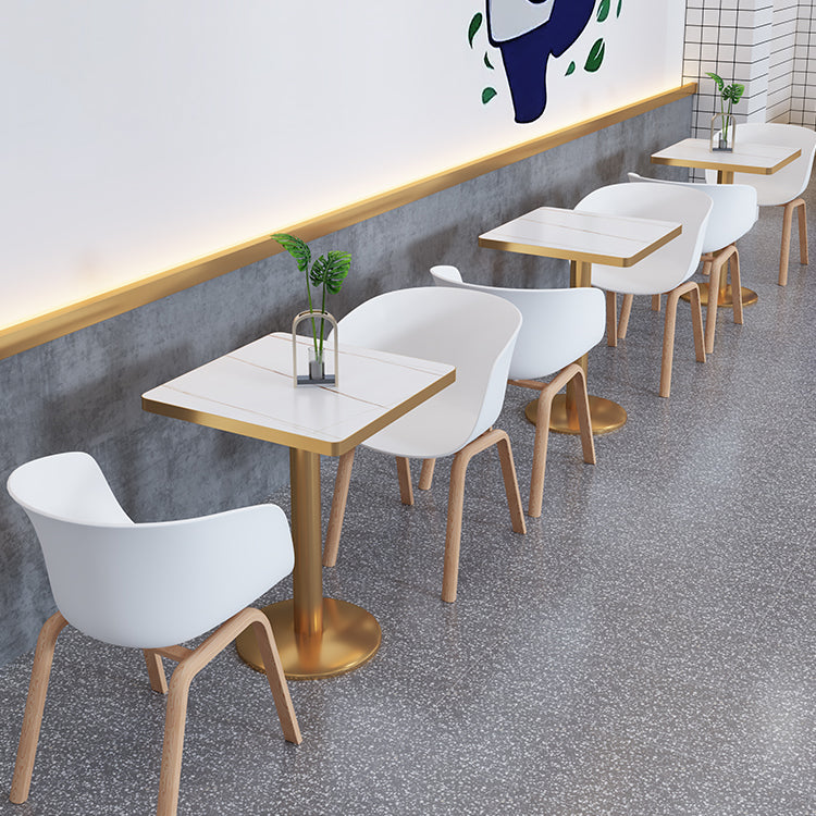 Mesa de lujo tradicional de metal con base de pedestal para cocina y comedor
