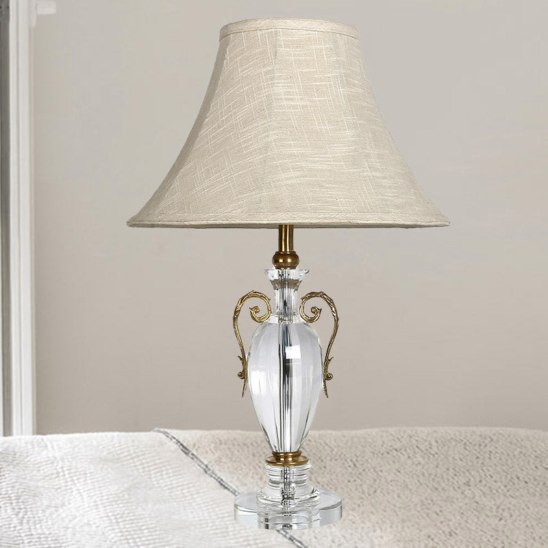La lampe de table de nuit de nuits de cloche en pierre claire 1 bulbe contemporain avec ombre en tissu