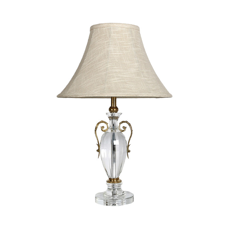 La lampe de table de nuit de nuits de cloche en pierre claire 1 bulbe contemporain avec ombre en tissu
