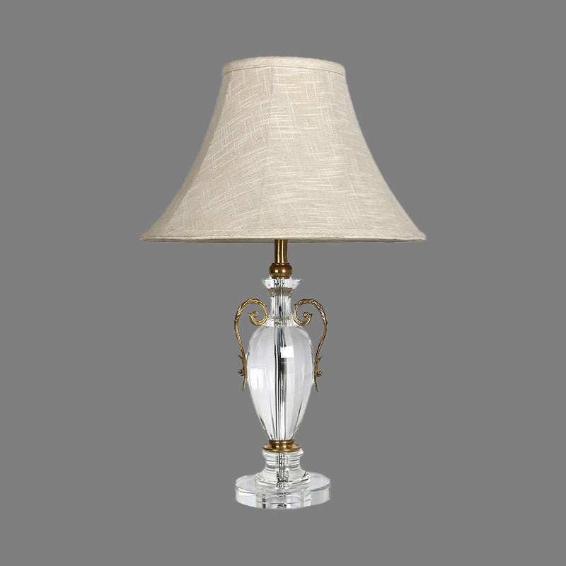 La lampe de table de nuit de nuits de cloche en pierre claire 1 bulbe contemporain avec ombre en tissu