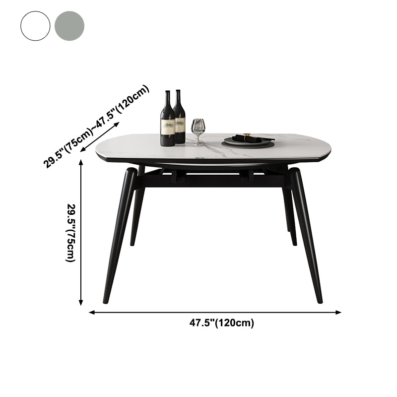 Contemporary Round Dining Table Sintered Stone Table with 4 Ash Solid Wood Legs