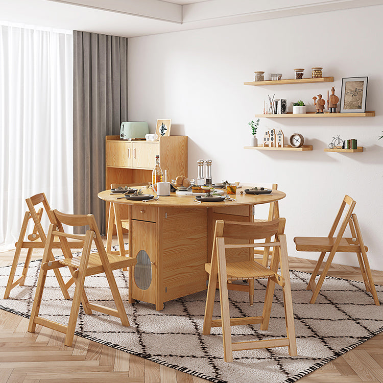Mid-Century Modern Dining Table Solid Wood Drop-Leaf Dining Table for Home