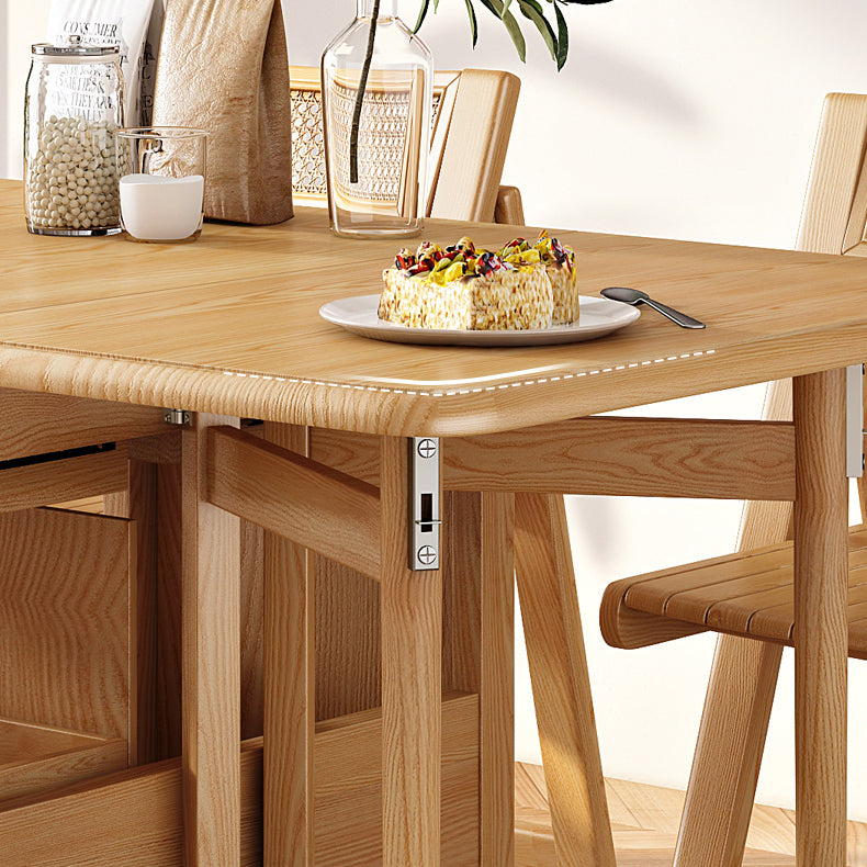 Mid-Century Modern Dining Table Solid Wood Drop-Leaf Dining Table for Home