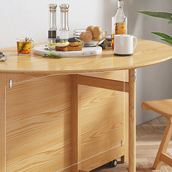 Mid-Century Modern Dining Table Solid Wood Drop-Leaf Dining Table for Home