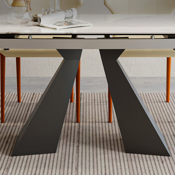 RECTANGE TRAMATIONNEMENT Table à manger de luxe Table de pierre entrée avec double base de piédestal
