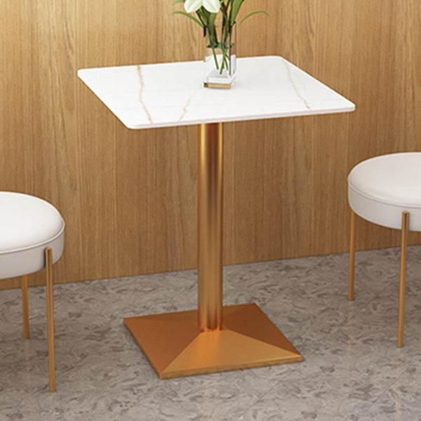 Traditional Luxury Dining Table White Sintered Stone Table with Metal Base