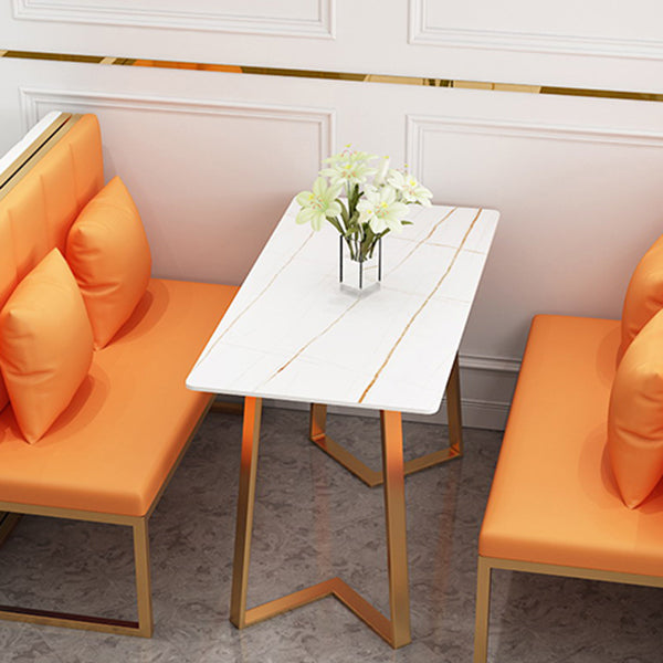 Traditional Luxury Dining Table White Sintered Stone Table with Metal Base