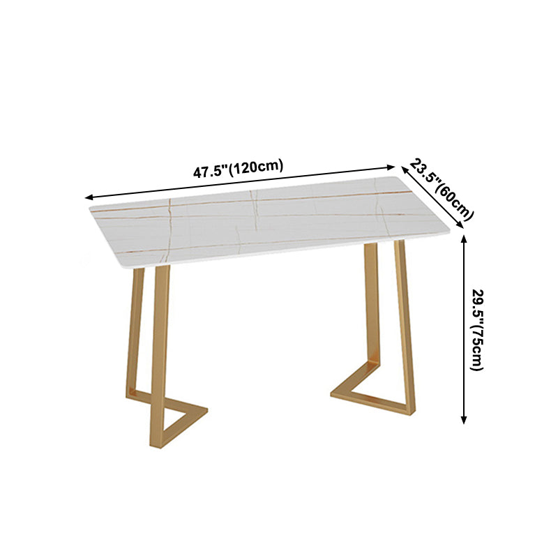 Traditional Luxury Dining Table White Sintered Stone Table with Metal Base
