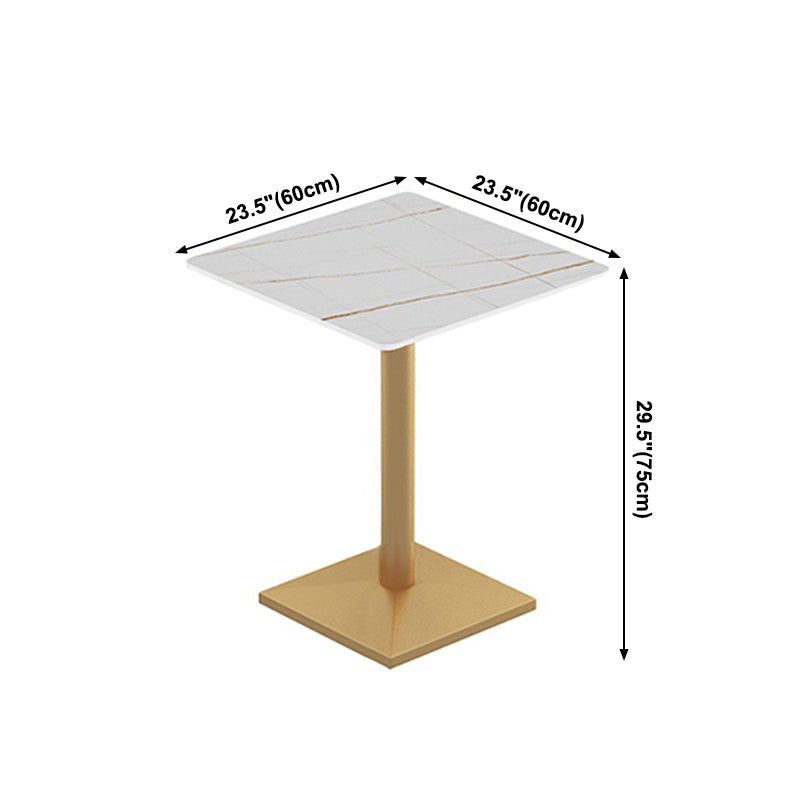 Traditional Luxury Dining Table White Sintered Stone Table with Metal Base