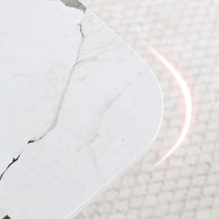 Rectangle Traditional Luxury Dining Table White Sintered Stone Table with Gold Trestle Base