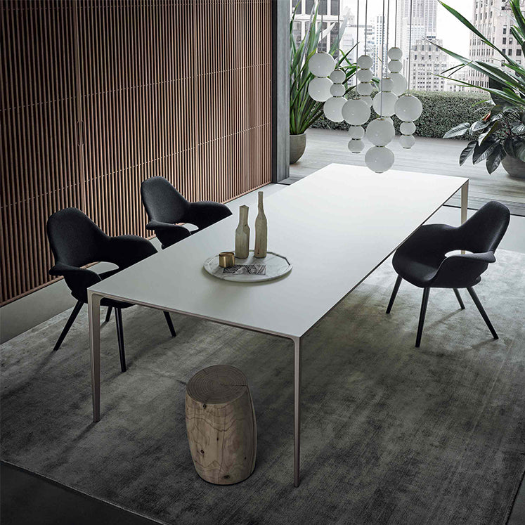 Mesa de comedor de piedra rectángulo contemporáneo de 4 pies para comedor de piedra para interiores