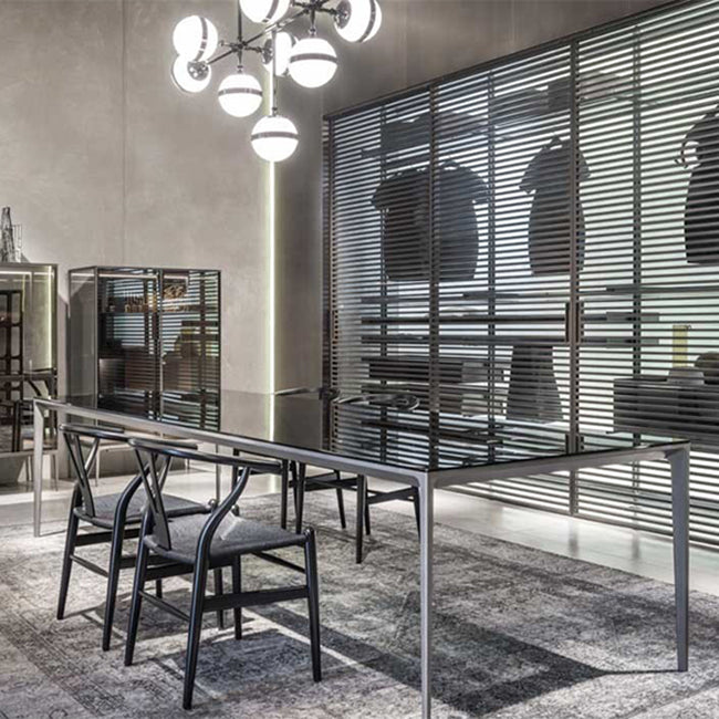 Mesa de comedor de piedra rectángulo contemporáneo de 4 pies para comedor de piedra para interiores