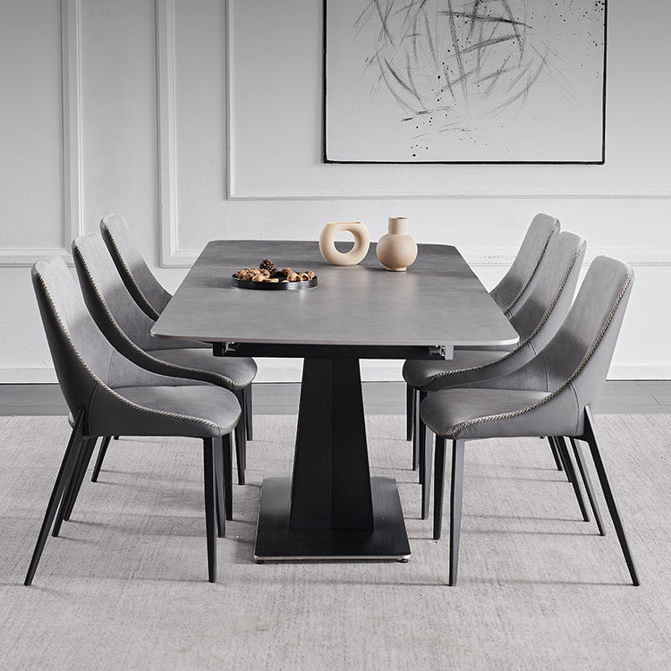 Contemporary Pedestal Dinner Table Stone Dining Table Rectangle for Home