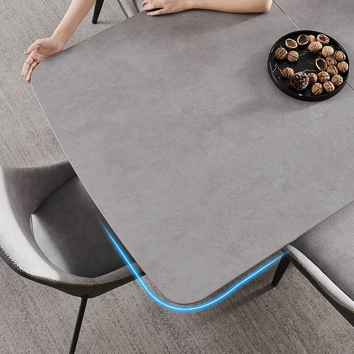Contemporary Pedestal Dinner Table Stone Dining Table Rectangle for Home