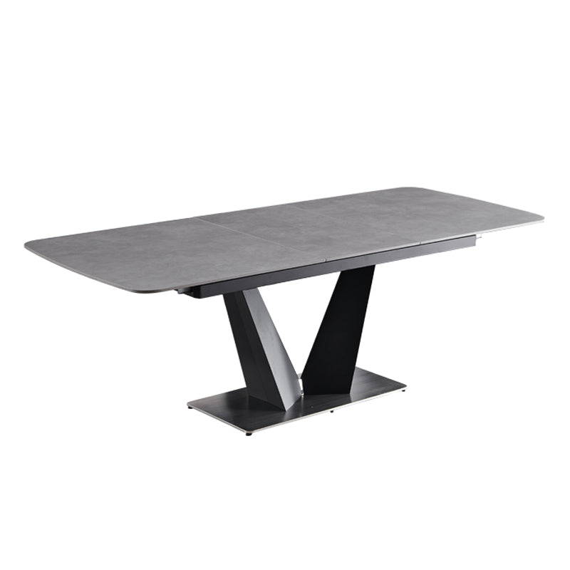 Contemporary Pedestal Dinner Table Stone Dining Table Rectangle for Home