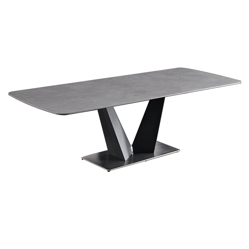 Contemporary Pedestal Dinner Table Stone Dining Table Rectangle for Home