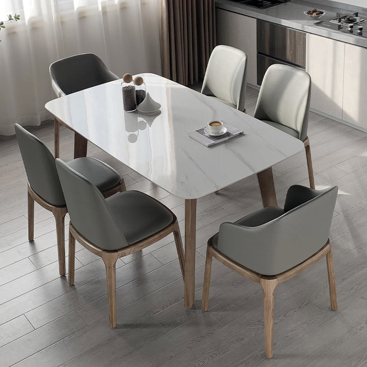 Rectangle 4 Legs Minimalist Table Three-Color Fixed Table of Sintered Stone