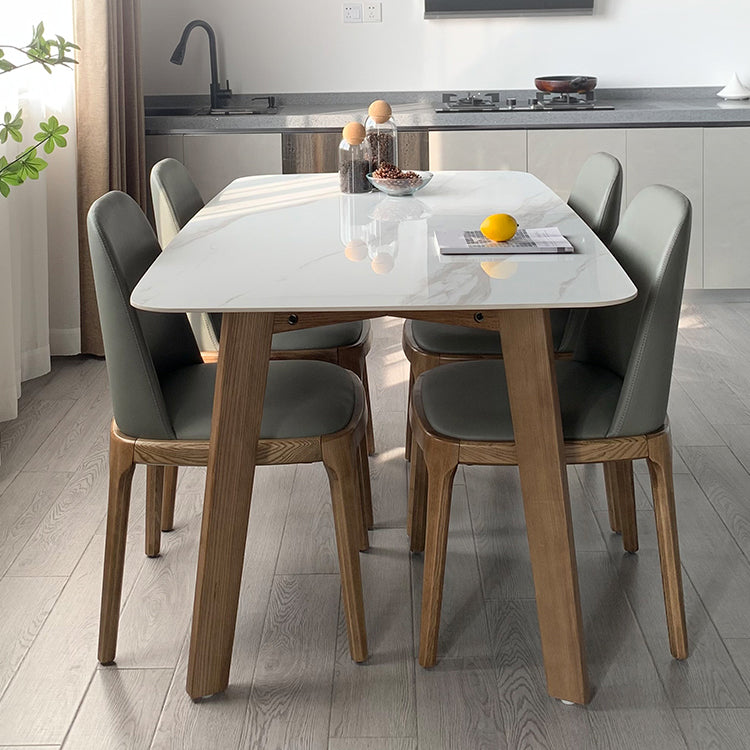 Rectangle 4 Legs Minimalist Table Three-Color Fixed Table of Sintered Stone