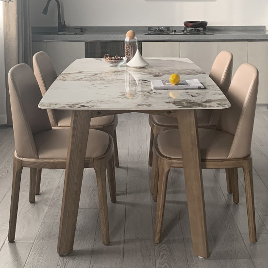 Rectangle 4 Legs Minimalist Table Three-Color Fixed Table of Sintered Stone