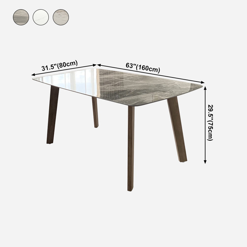 Rectangle 4 Legs Minimalist Table Three-Color Fixed Table of Sintered Stone