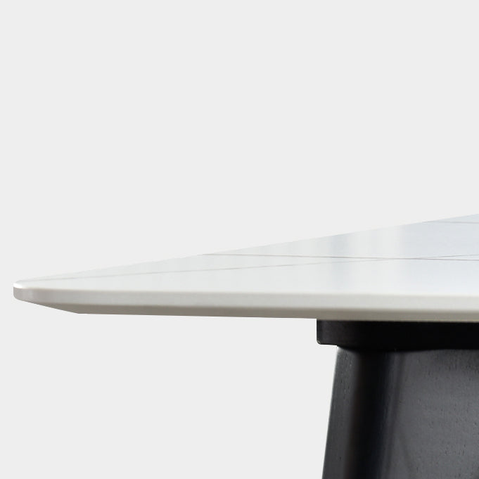 Sintered Stone White Dining Table Minimalist Trestle Base Table for Dining Room