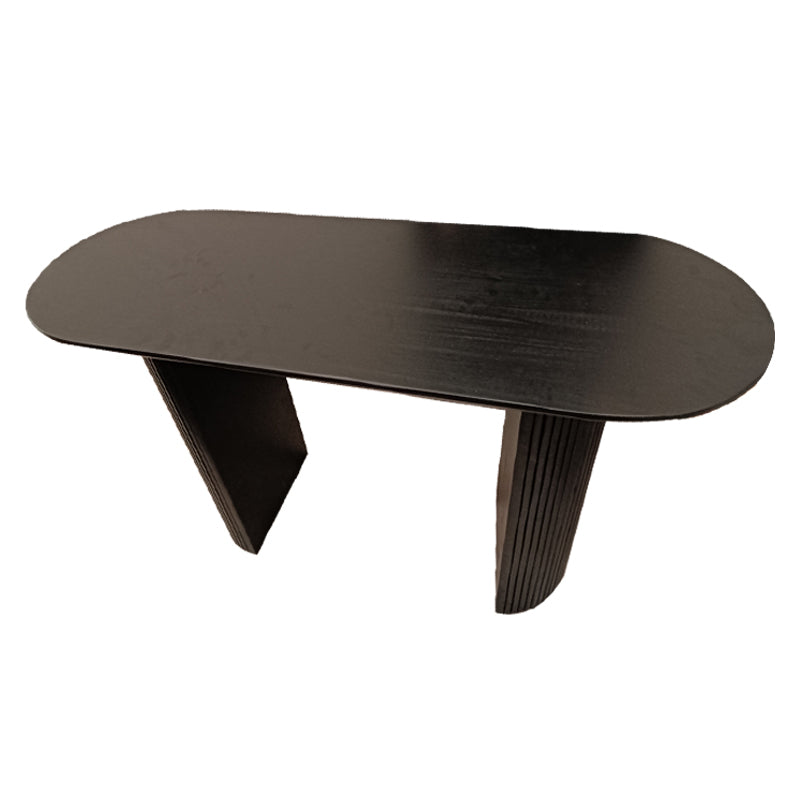 Solid Wood Black Tone Table Simplicity Double Pedestal Table for Dining Room