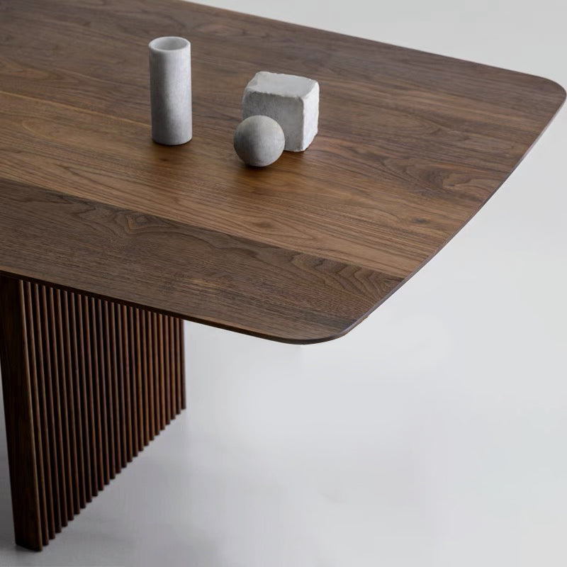 Rechthoekvorm Minimalistische eettafel houten kleur vaste tafel met massief hout