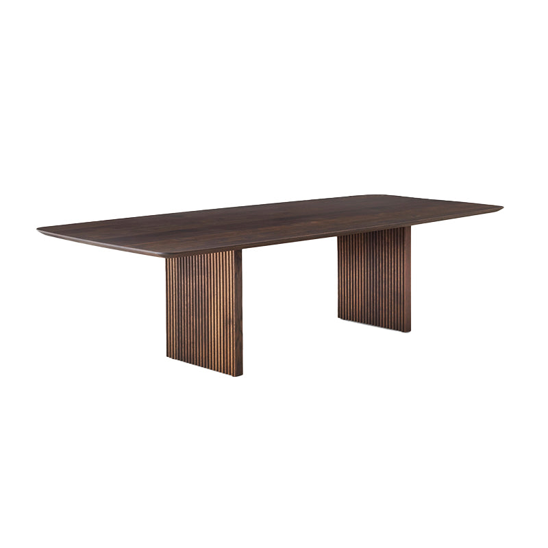 Rechthoekvorm Minimalistische eettafel houten kleur vaste tafel met massief hout