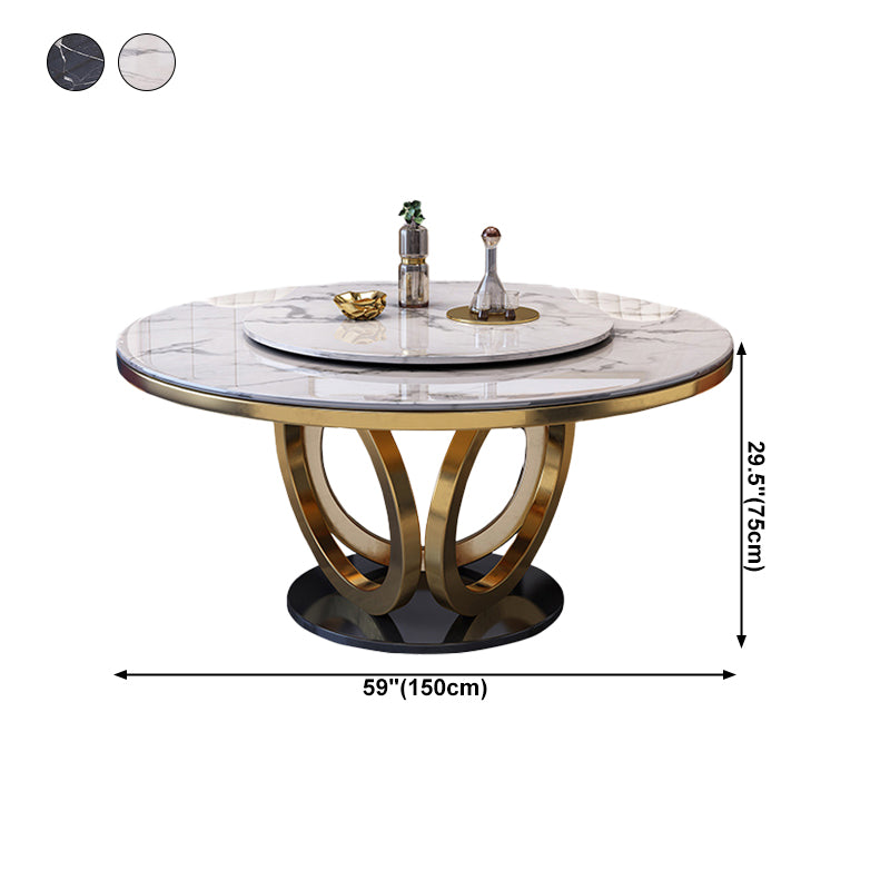 Glam Marble Round Dining Table Standard Kitchen Dining Table with Pedestal Base