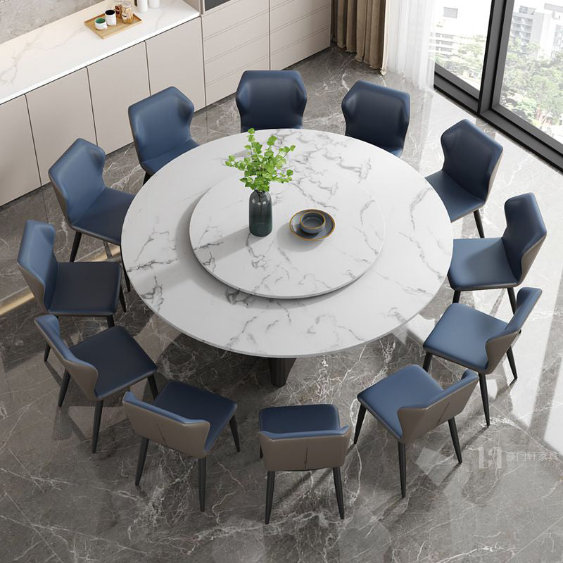 Round Pedestal Home Furniture Simple Style Marble Dining Room Collection with Turntable