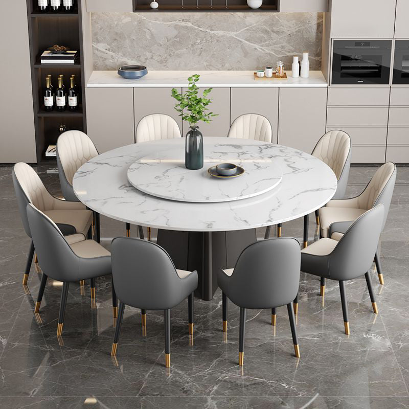 Round Pedestal Home Furniture Simple Style Marble Dining Room Collection with Turntable