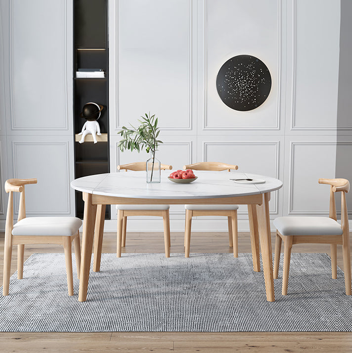 Modern White Round Shape Table Sintered Stone Top Standard Dining Table for Kitchen