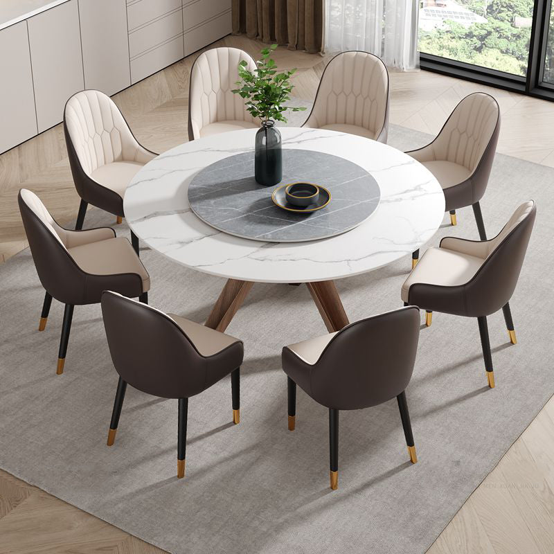 Round Stone Furniture Luxury Style Tripod Base Dining Room Collection with Turntable