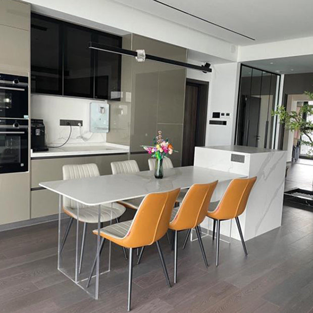 Mesa de comedor rectangular acrílica Mesa de piedra sinterizada para comedor y cocina