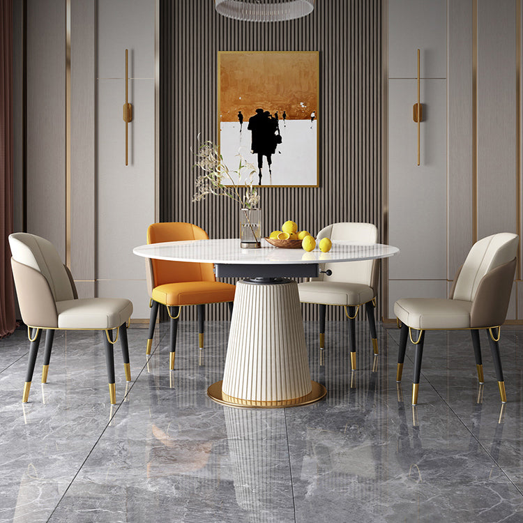 Round Dining Site Table Traditional Luxury Dinner Room Table with Drop Leaf