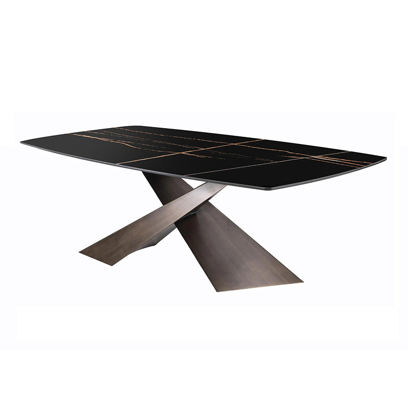 Mesa de comedor rectangular, mesa de cena de piedra de lujo tradicional para interiores