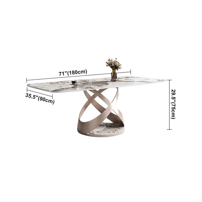 Mesa de comedor de rectángulo de lujo tradicional colección de comedor de pedestal de piedra